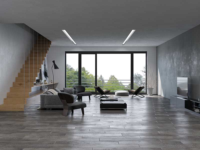 Aximer Porcelain Stoneware | Wood-Look Porcelain Slab | Maxiwood Venge | Living Room Floor | UAE