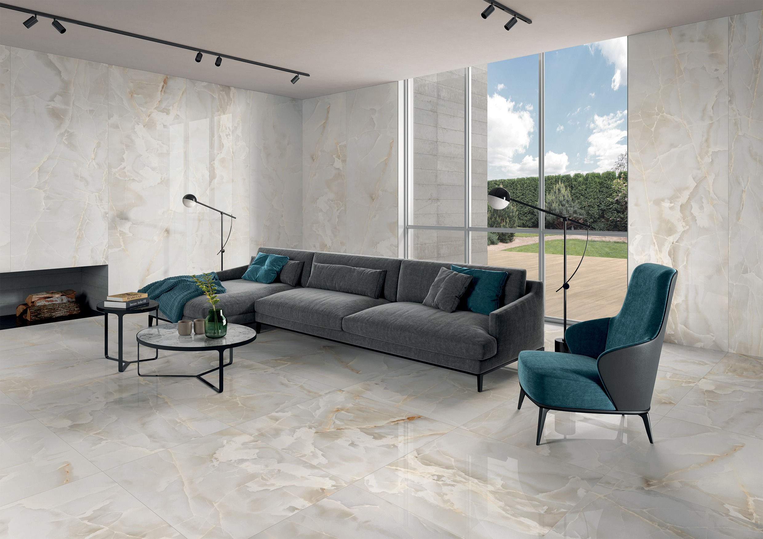 Aximer Supplied Shine Collection Bianco Marble Look Porcelain Tiles by Saime for Dubai UAE